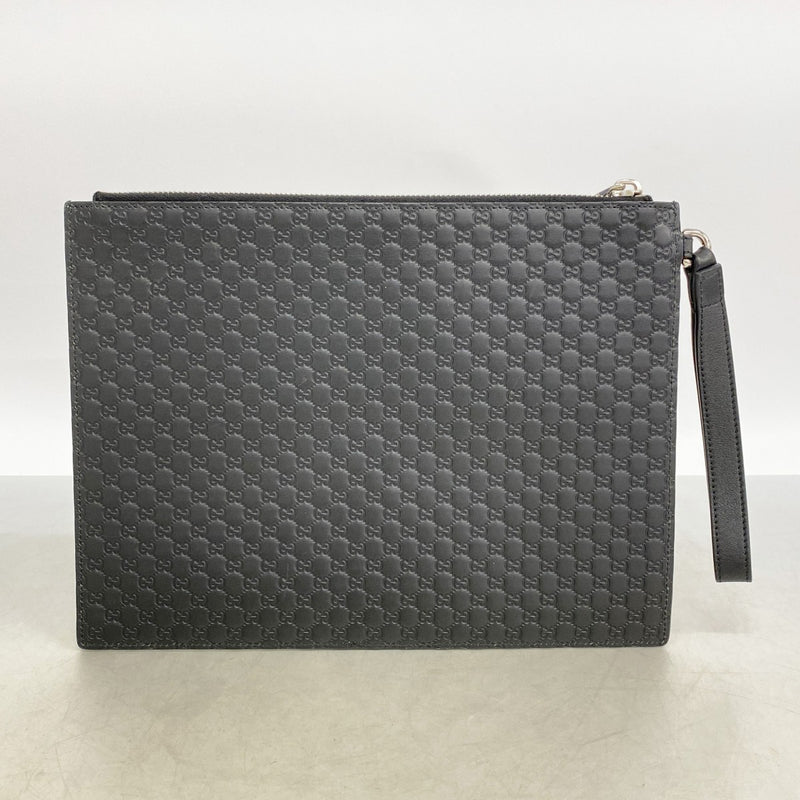 【6fd5514-k】グッチ クラッチバッグ マイクログッチシマ 544477 レザー ブラック シルバー金具【中古】メンズ