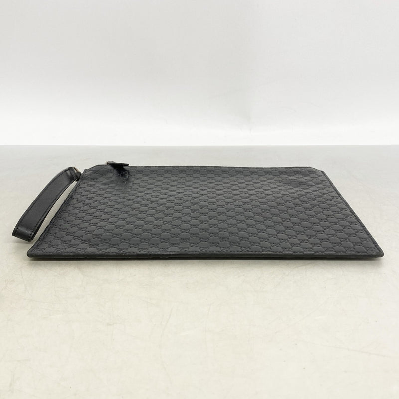 【6fd5514-k】グッチ クラッチバッグ マイクログッチシマ 544477 レザー ブラック シルバー金具【中古】メンズ