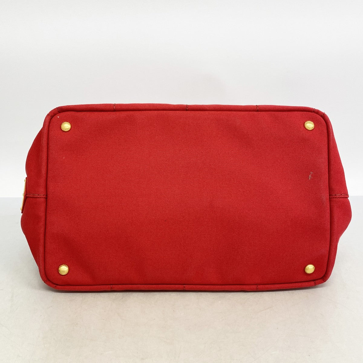 【6fd5515-k】プラダ トートバッグ カナパ キャンバス レッド ゴールド金具【中古】レディース