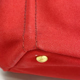 【6fd5515-k】プラダ トートバッグ カナパ キャンバス レッド ゴールド金具【中古】レディース