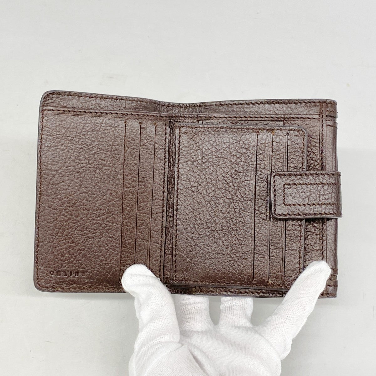 【6fd5525-k】セリーヌ 財布 トリオンフ レザー ダークブラウン シャンパンゴールド金具【中古】レディース