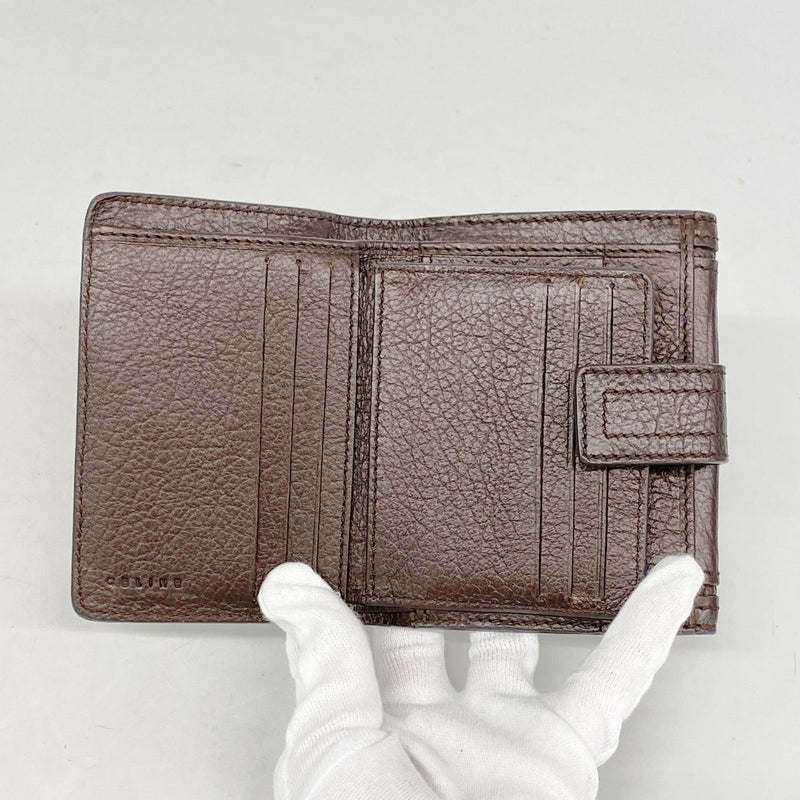【6fd5525-k】セリーヌ 財布 トリオンフ レザー ダークブラウン シャンパンゴールド金具【中古】レディース