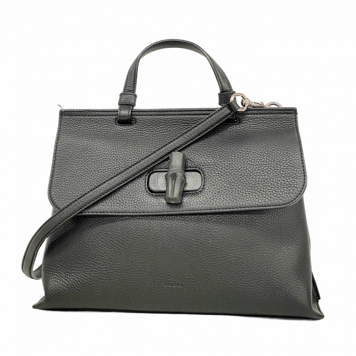 【6fd5527-k】グッチ ハンドバッグ バンブー 392013 レザー ブラック シルバー金具 2wayバッグ【中古】レディース
