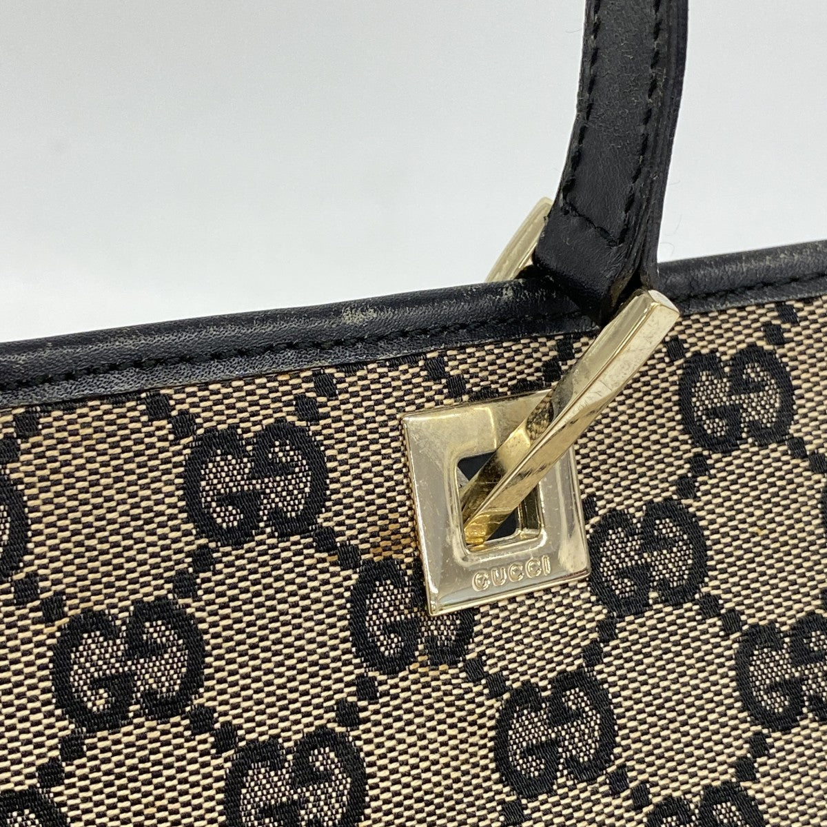 【6fd5528-k】グッチ トートバッグ GGキャンバス 002 1099 キャンバス ブラック ベージュ シャンパンゴールド金具【中古】レディース