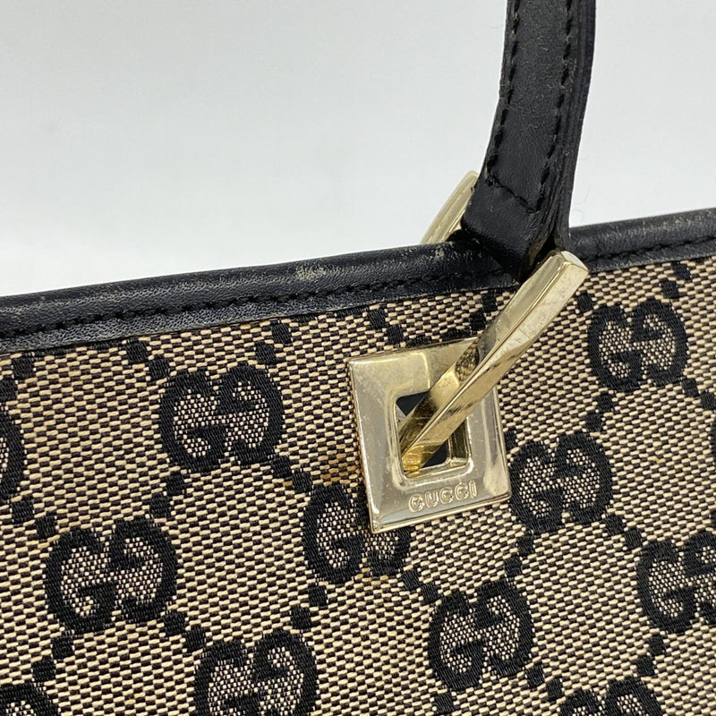 【6fd5528-k】グッチ トートバッグ GGキャンバス 002 1099 キャンバス ブラック ベージュ シャンパンゴールド金具【中古】レディース