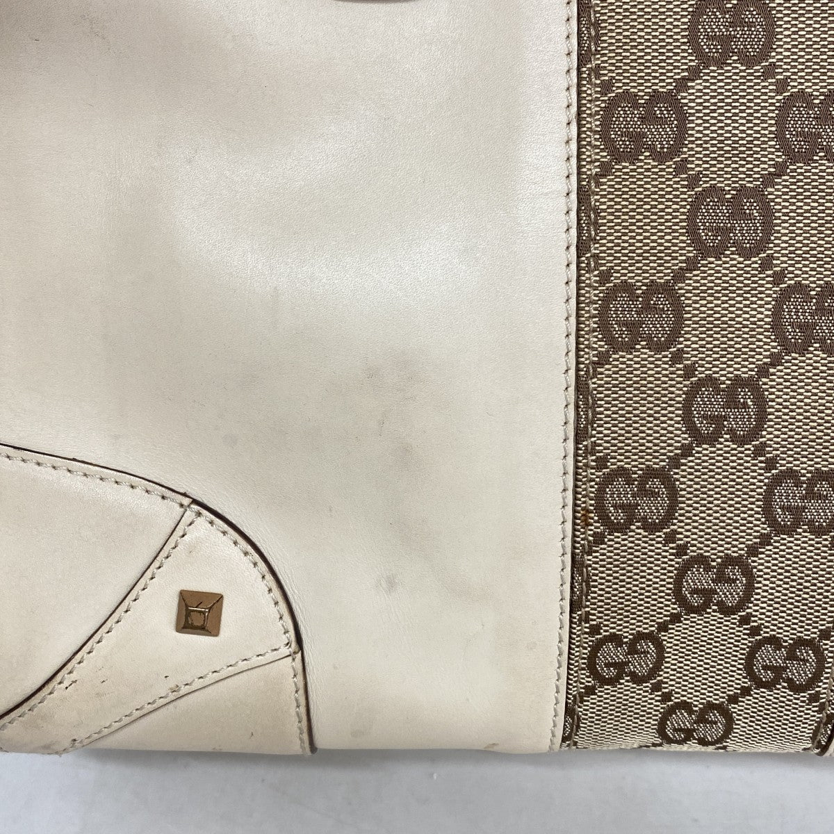 【6fd5535-k】グッチ ハンドバッグ GGキャンバス 120895 キャンバス レザー ベージュ ピンクゴールド金具【中古】レディース