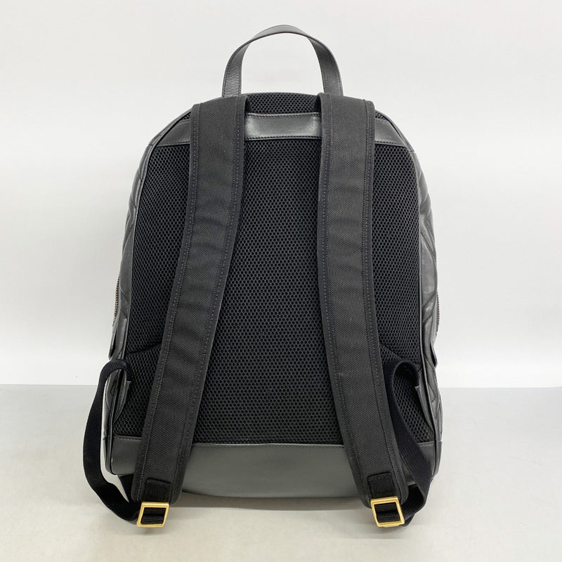 【6fd5536-k】グッチ リュック・デイパック GGマーモント 523405 レザー ブラック ゴールド金具【中古】レディース