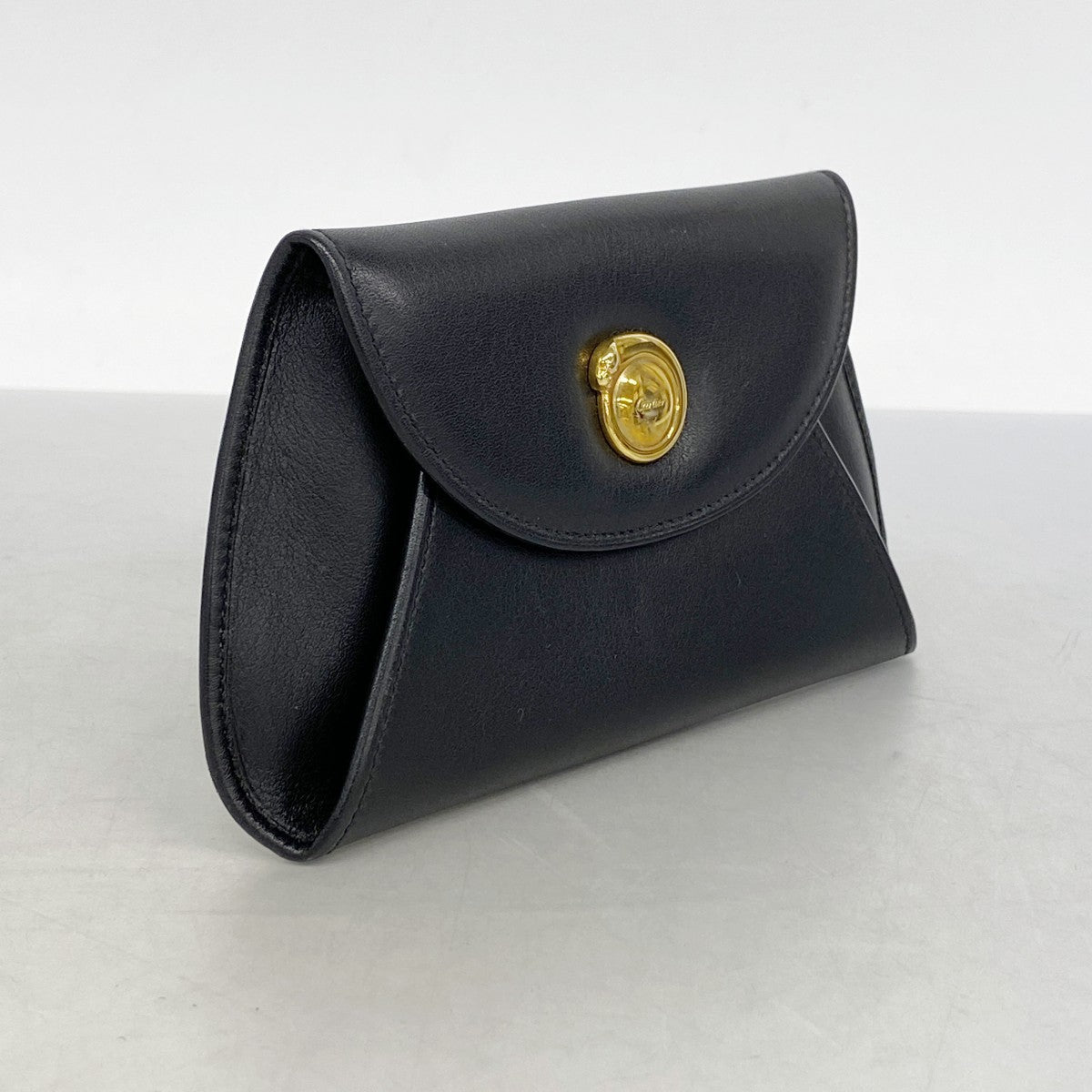 【6fd5550】カルティエ コインケース パンテール レザー ブラック ゴールド金具【中古】レディース