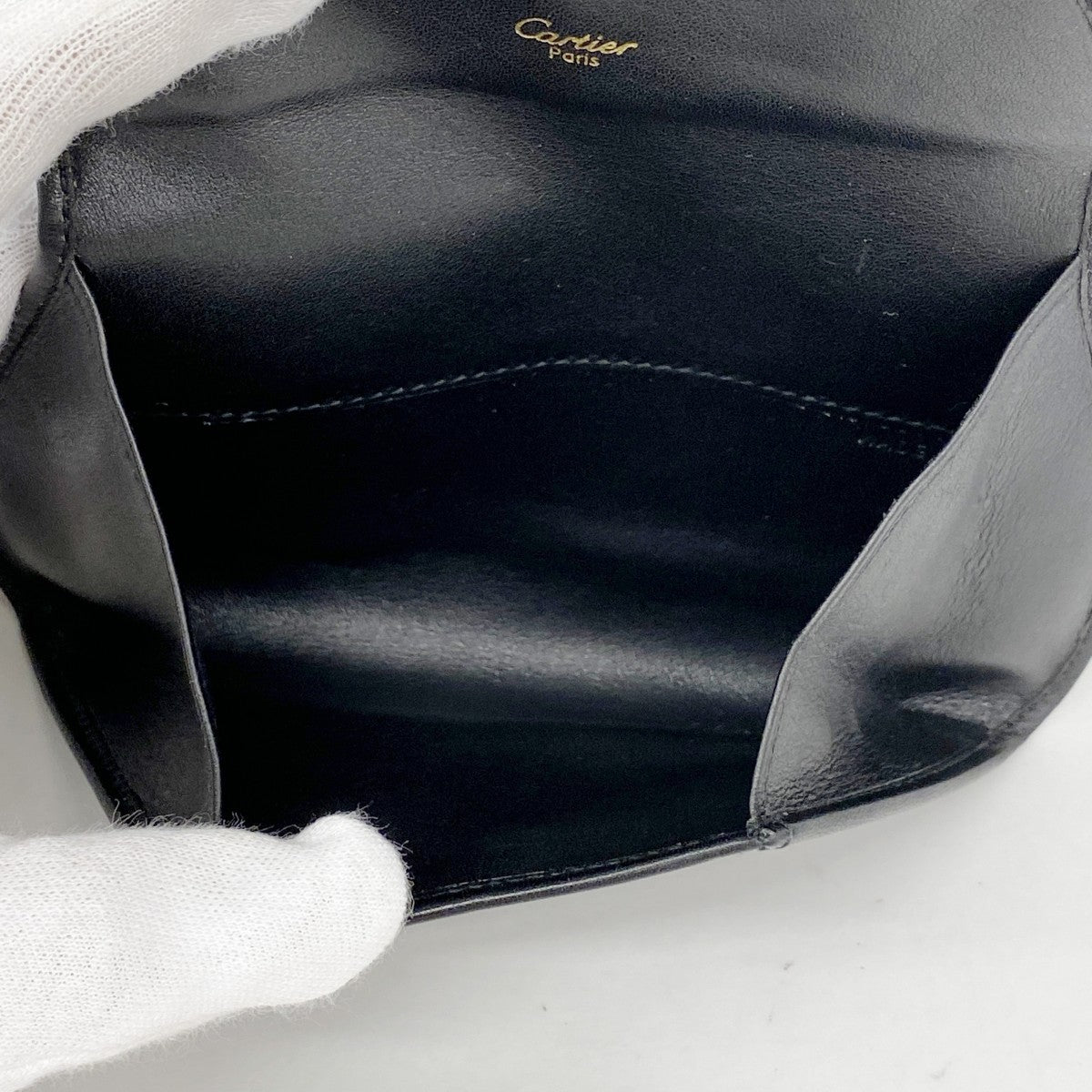 【6fd5550】カルティエ コインケース パンテール レザー ブラック ゴールド金具【中古】レディース