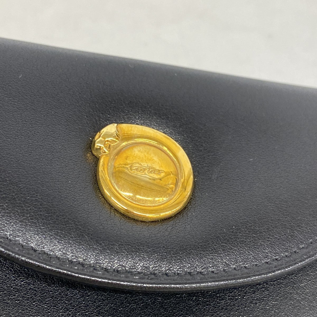 【6fd5550】カルティエ コインケース パンテール レザー ブラック ゴールド金具【中古】レディース