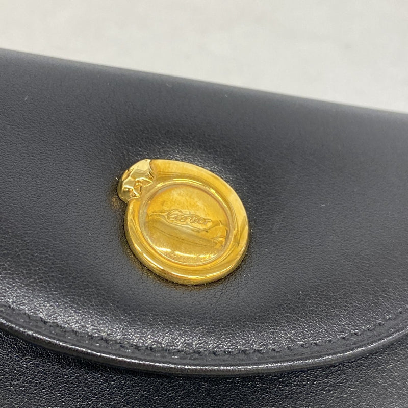 【6fd5550】カルティエ コインケース パンテール レザー ブラック ゴールド金具【中古】レディース