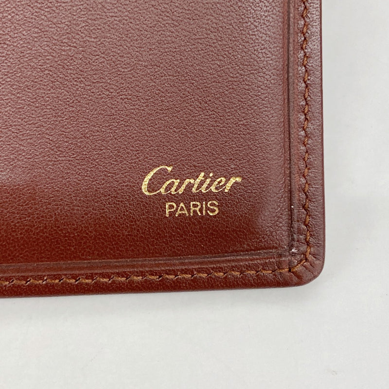 【6fd5551】カルティエ 札入れ マスト レザー ボルドー ゴールド金具【中古】メンズ