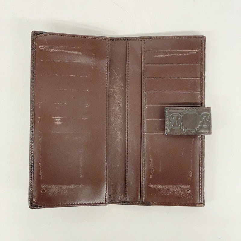 【6fd5553-k】グッチ 長財布 グッチシマ 112715 レザー ブラウン シャンパンゴールド金具【中古】レディース