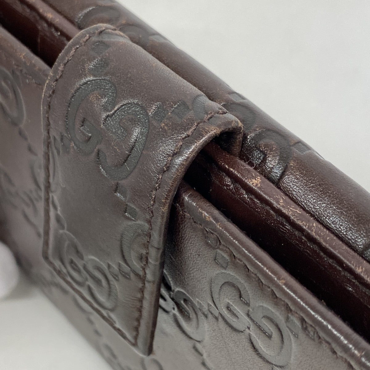 【6fd5553-k】グッチ 長財布 グッチシマ 112715 レザー ブラウン シャンパンゴールド金具【中古】レディース