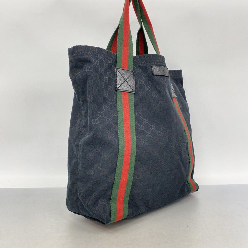 【6fd5557-k】グッチ トートバッグ GGキャンバス/シェリーライン 189669 キャンバス ブラック【中古】レディース