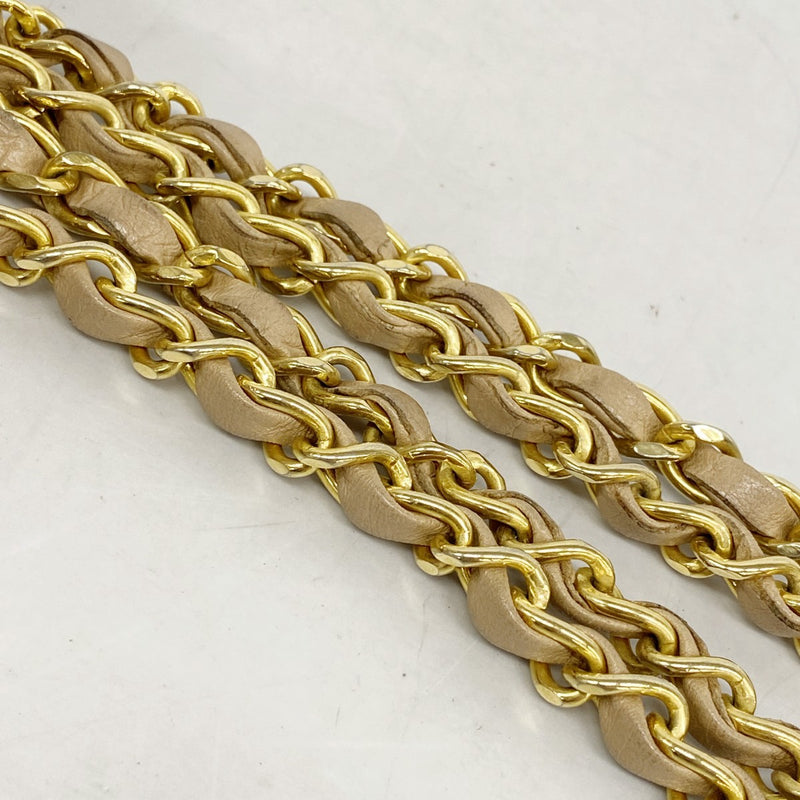 【6fd5560-k】シャネル ショルダーバッグ ミニマトラッセ チェーンショルダー ラムスキン ベージュ ゴールド金具【中古】レディース
