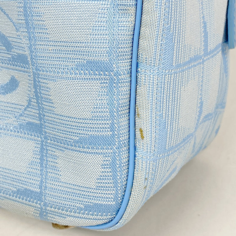 【6fd5561-k】シャネル ハンドバッグ ニュートラベル ナイロン ブルー シルバー金具 2wayバッグ【中古】レディース