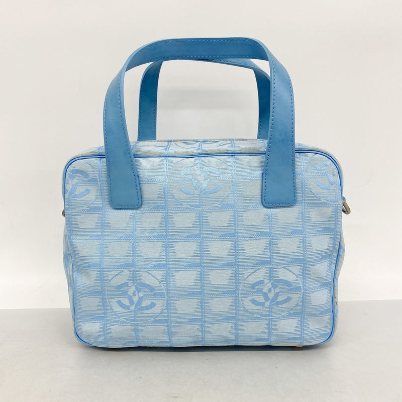 【6fd5561-k】シャネル ハンドバッグ ニュートラベル ナイロン ブルー シルバー金具 2wayバッグ【中古】レディース