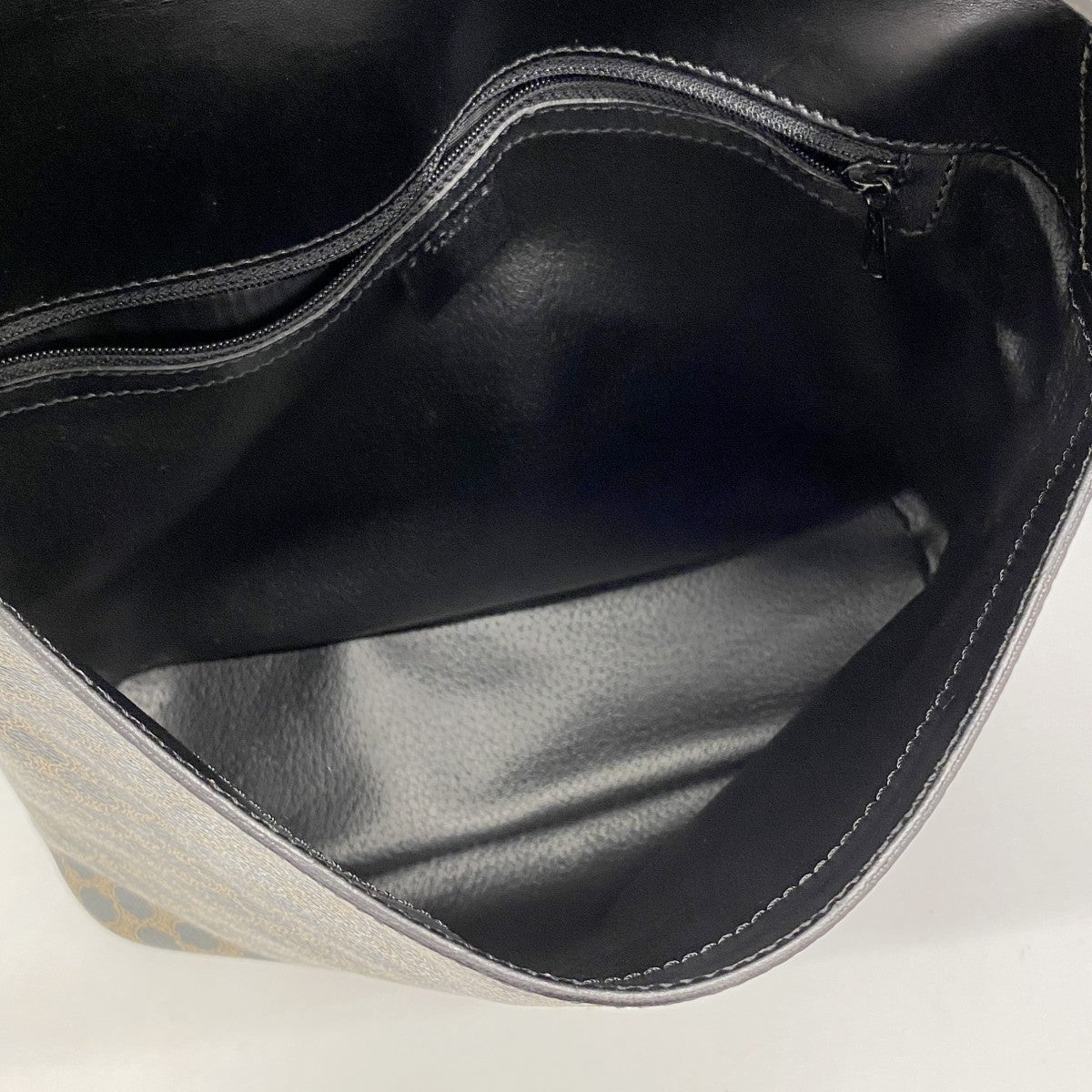 【6fd5564】セリーヌ ショルダーバッグ マカダム PVC ブラック ブラウン ゴールド金具【中古】レディース
