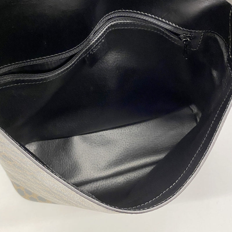 【6fd5564】セリーヌ ショルダーバッグ マカダム PVC ブラック ブラウン ゴールド金具【中古】レディース