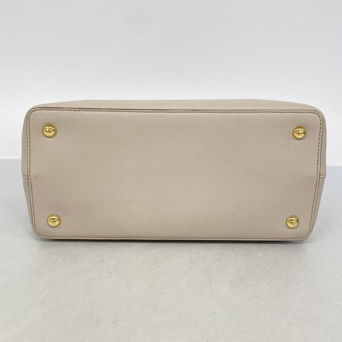 【6fd5565】フェンディ ハンドバッグ レザー ベージュ ゴールド金具【中古】レディース