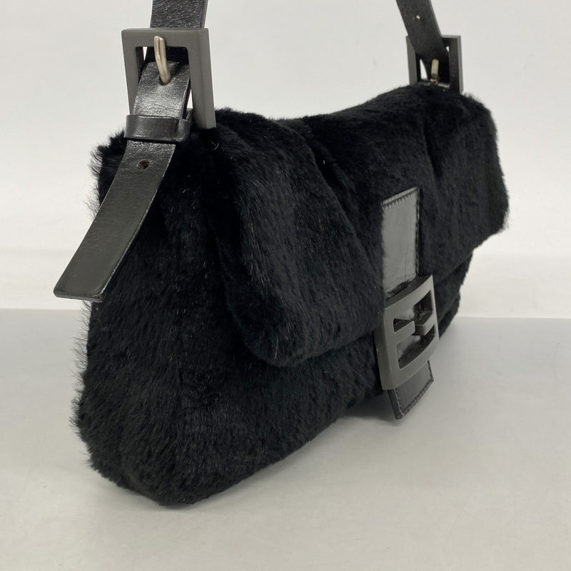 【6fd5567】フェンディ ハンドバッグ マンマバケット ファー ブラック シルバー金具【中古】レディース