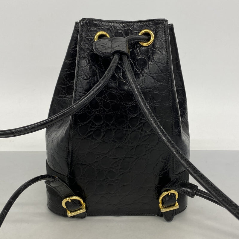 【6fd5570】サルヴァトーレフェラガモ リュック・デイパック ヴァラ レザー ブラック ゴールド金具【中古】レディース