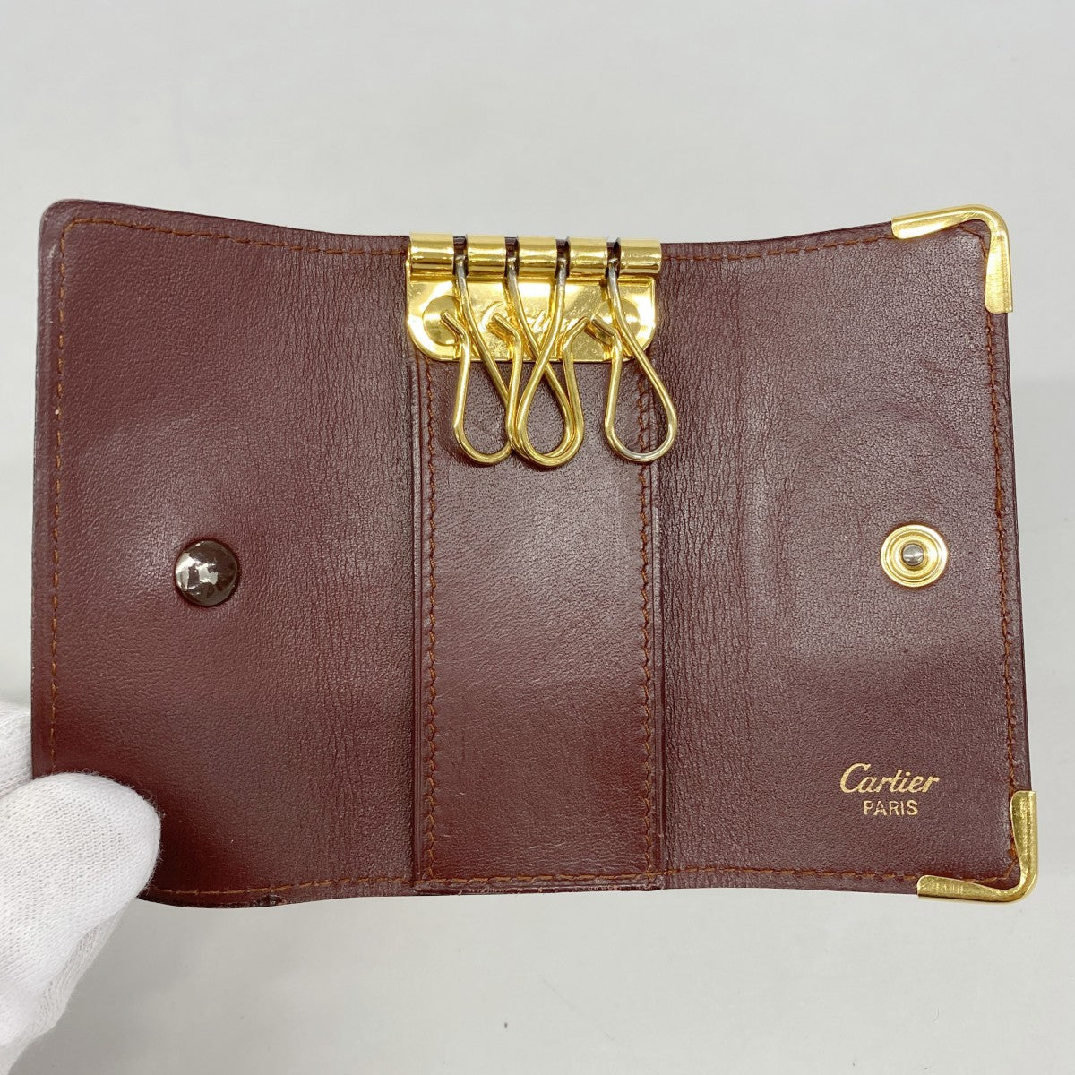 【6fd5573】カルティエ キーケース マスト レザー ボルドー ゴールド金具【中古】メンズ レディース ユニセックス
