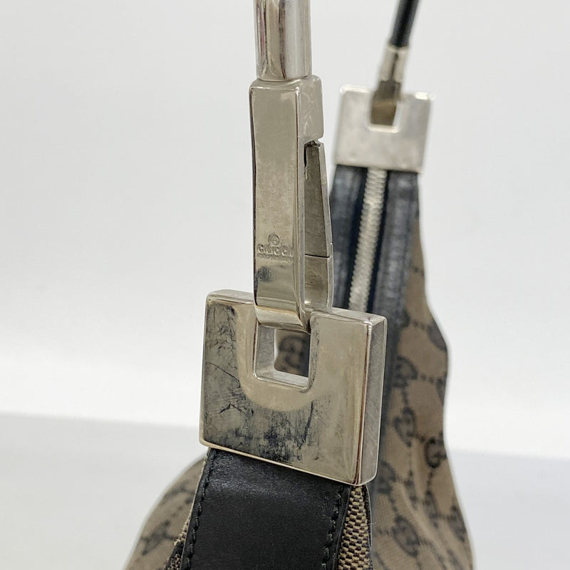 【6fd5575】グッチ ショルダーバッグ GGキャンバス 001 3814 キャンバス ブラウン ブラック シルバー金具【中古】レディース