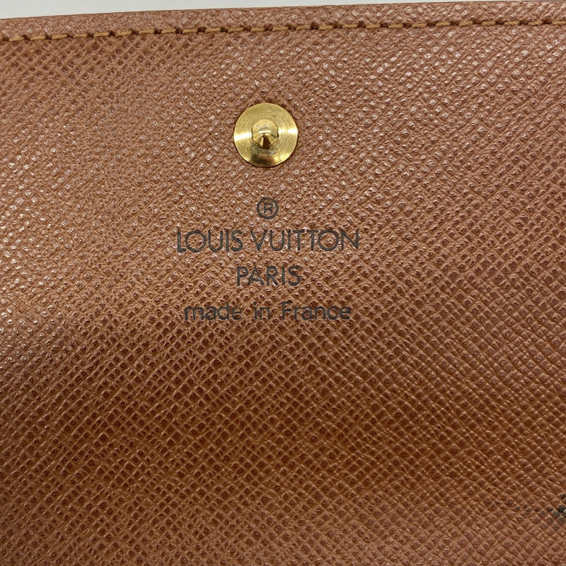 【6fd5585】ルイヴィトン 三つ折り財布 モノグラム ポルトモネビエカルトクレディ M61652 ブラウン【中古】レディース