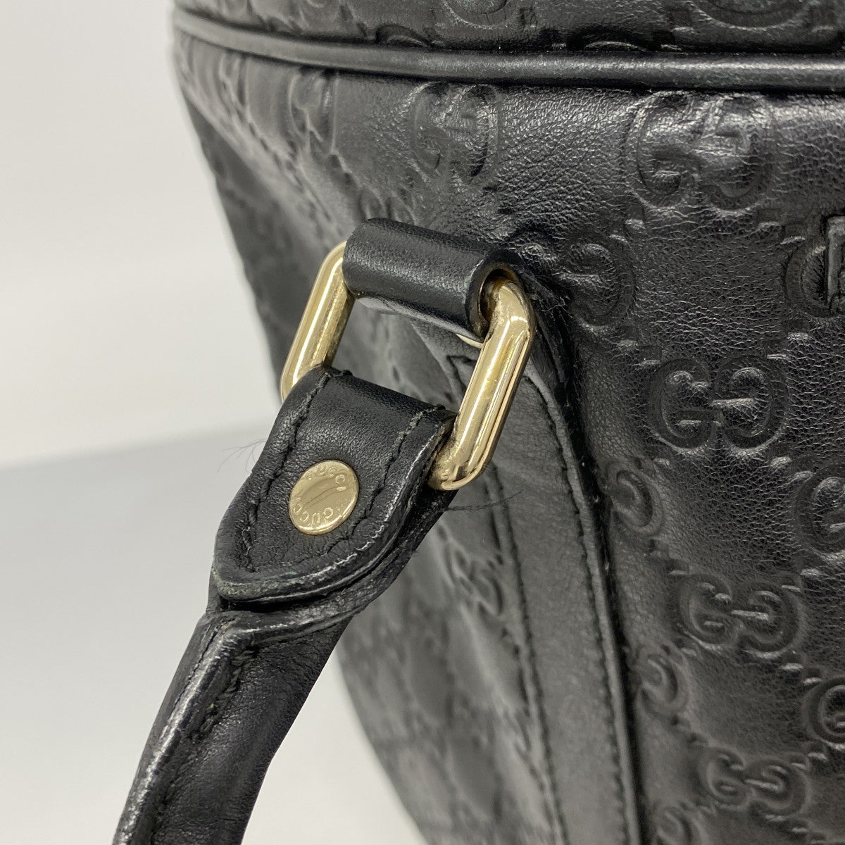 【6fd5591-k】グッチ ビジネスバッグ グッチシマ 201480 レザー ブラック シルバー金具【中古】メンズ