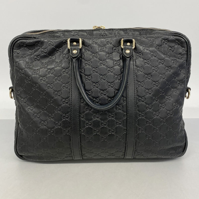 【6fd5591-k】グッチ ビジネスバッグ グッチシマ 201480 レザー ブラック シルバー金具【中古】メンズ