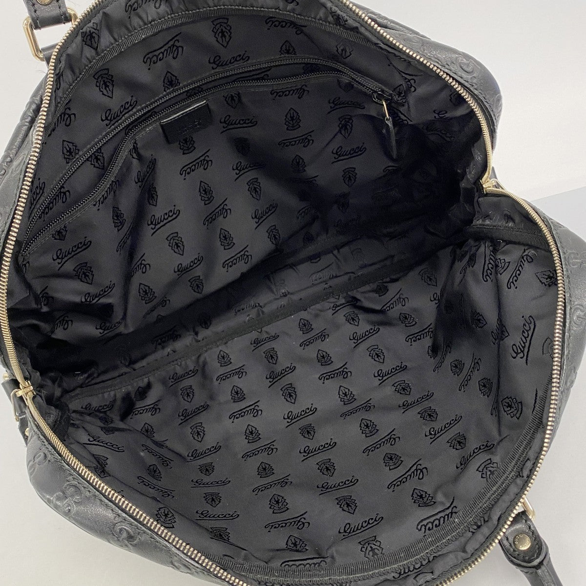 【6fd5591-k】グッチ ビジネスバッグ グッチシマ 201480 レザー ブラック シルバー金具【中古】メンズ