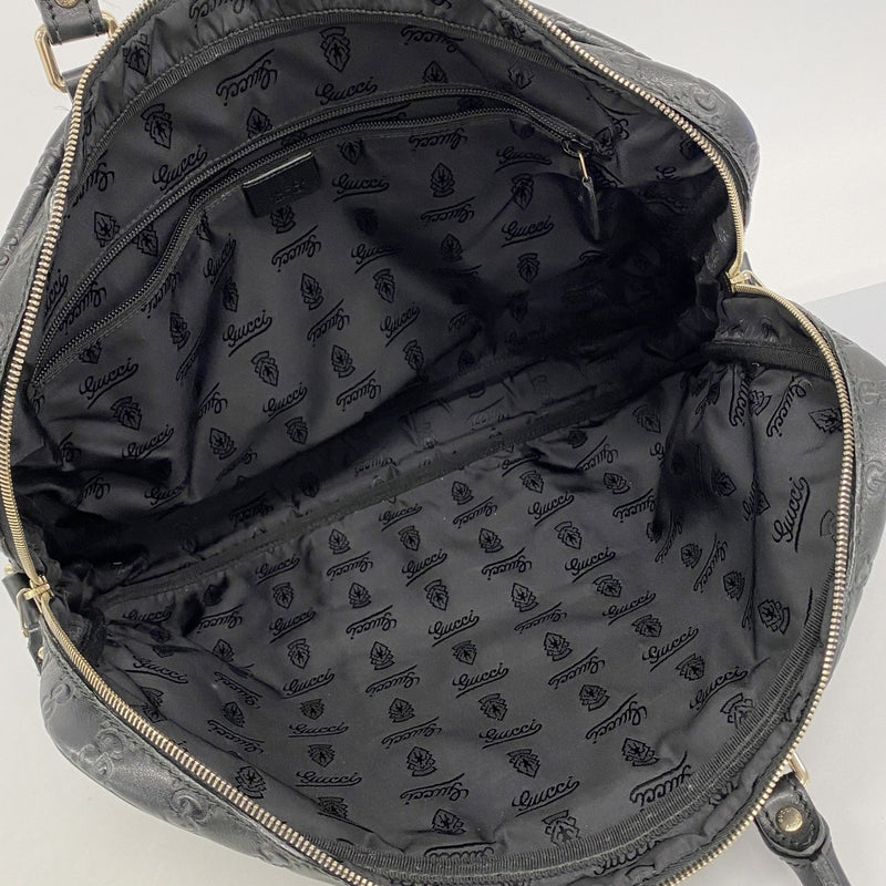 【6fd5591-k】グッチ ビジネスバッグ グッチシマ 201480 レザー ブラック シルバー金具【中古】メンズ