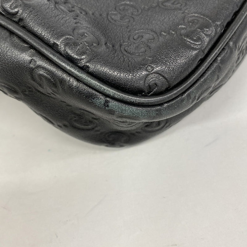 【6fd5591-k】グッチ ビジネスバッグ グッチシマ 201480 レザー ブラック シルバー金具【中古】メンズ