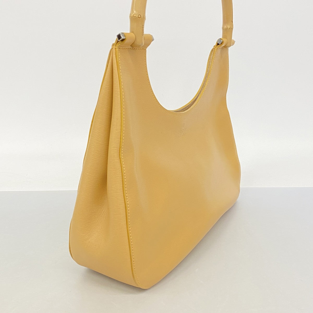 【6fd5593-k】グッチ ハンドバッグ バンブー 001 3739 レザー ベージュ シルバー金具【中古】レディース