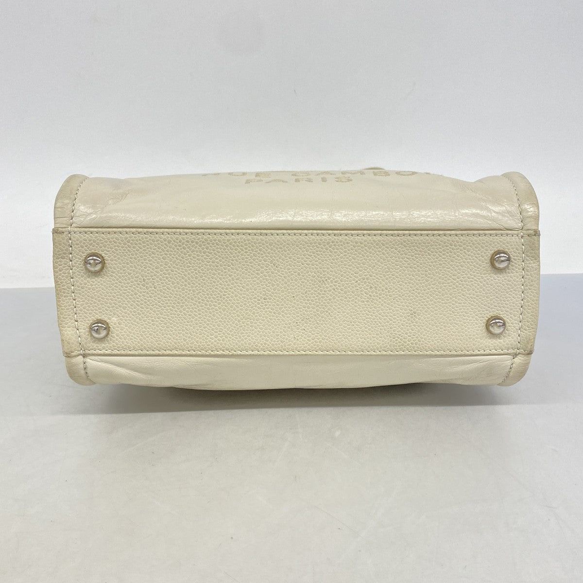 【6fd5598-k】シャネル チェーントート ドーヴィル レザー アイボリー シルバー金具【中古】レディース