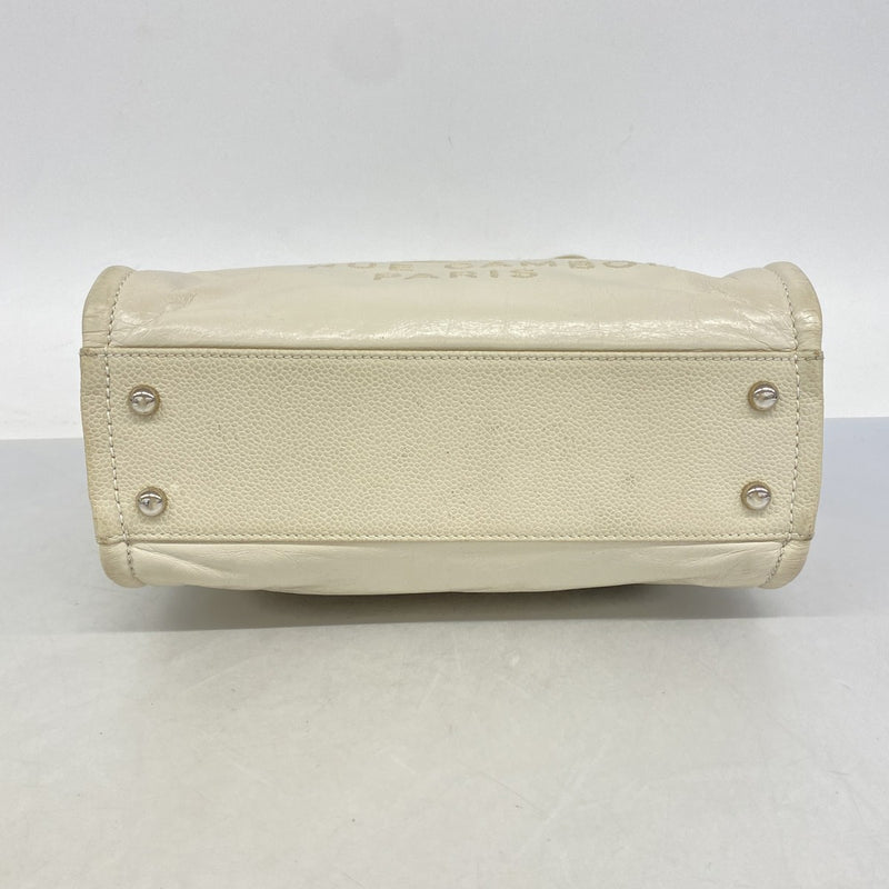 【6fd5598-k】シャネル チェーントート ドーヴィル レザー アイボリー シルバー金具【中古】レディース