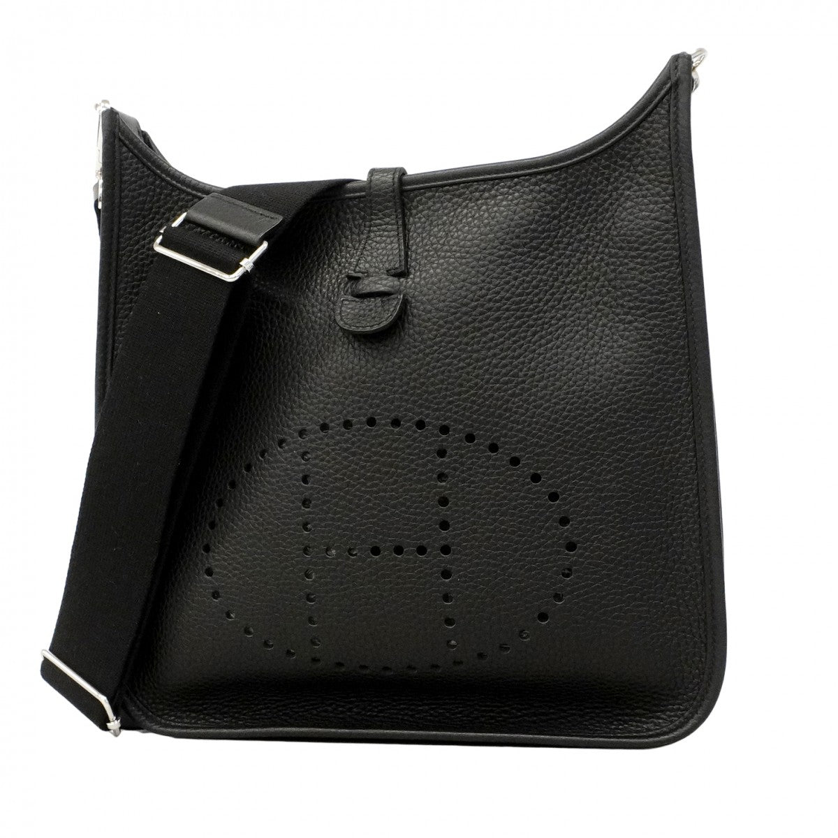 【6fd5599】エルメス ショルダーバッグ エヴリンPM トリヨン ブラック シルバー金具 W刻印【中古】レディース