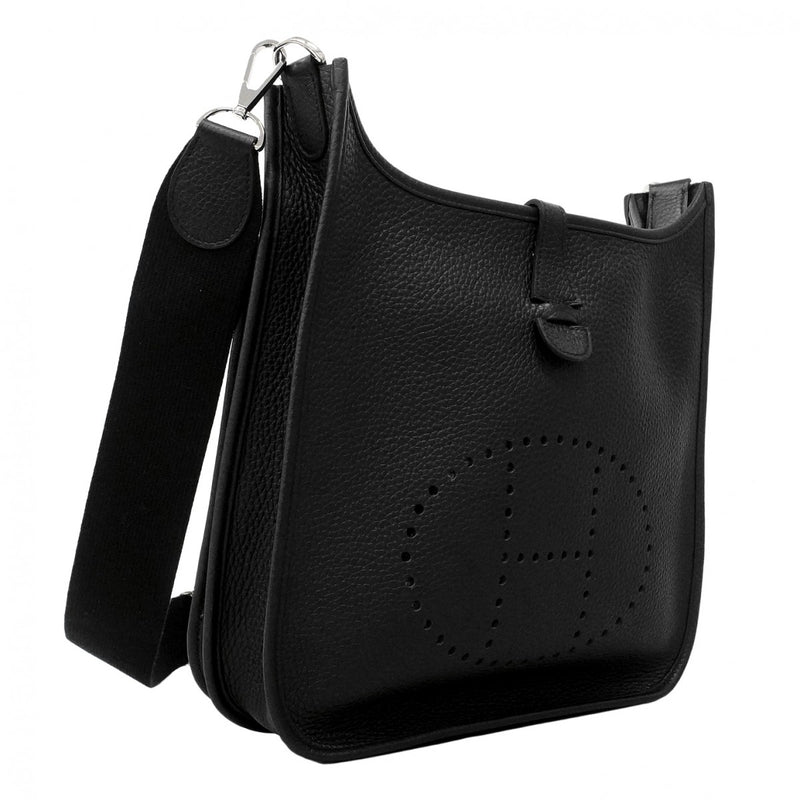 【6fd5599】エルメス ショルダーバッグ エヴリンPM トリヨン ブラック シルバー金具 W刻印【中古】レディース