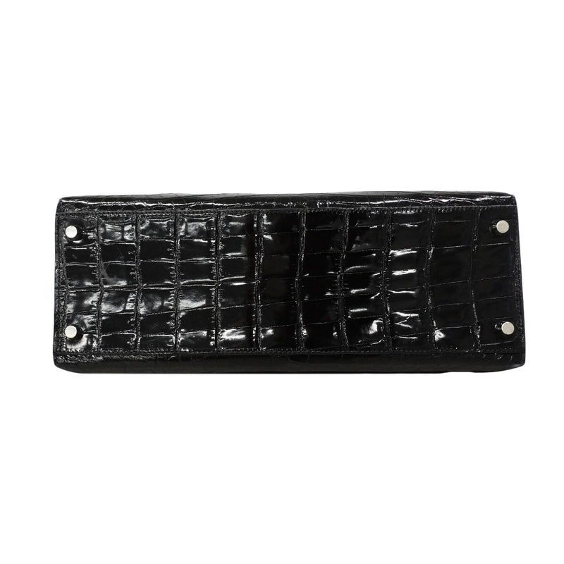 【6fd5604-g】エルメス ハンドバッグ ケリー32 ニロティカス ブラック シルバー金具 □H刻印 2wayバッグ【中古】レディース