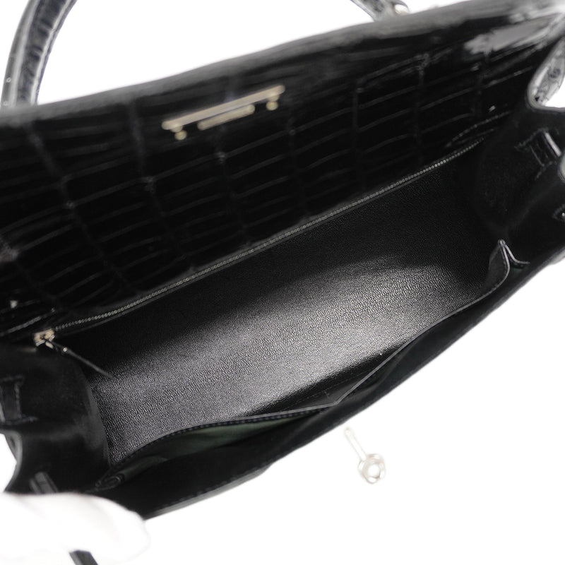 【6fd5604-g】エルメス ハンドバッグ ケリー32 ニロティカス ブラック シルバー金具 □H刻印 2wayバッグ【中古】レディース