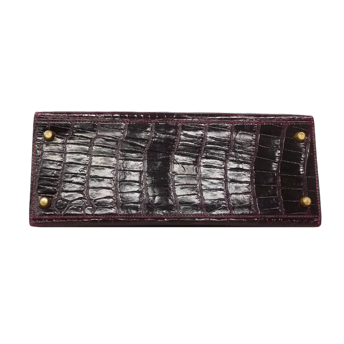 【6fd5605-g】エルメス ハンドバッグ ケリー28 アリゲーター ボルドー ゴールド金具 〇W刻印【中古】レディース