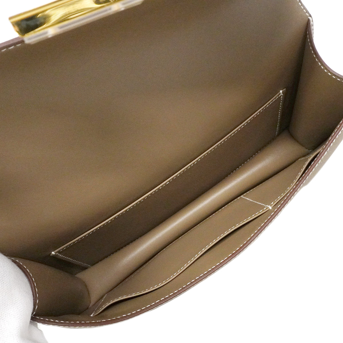 【6fd5606-g】エルメス ショルダーバッグ コンスタンスエラン エプソン エトゥープ ゴールド金具 W刻印【中古】レディース