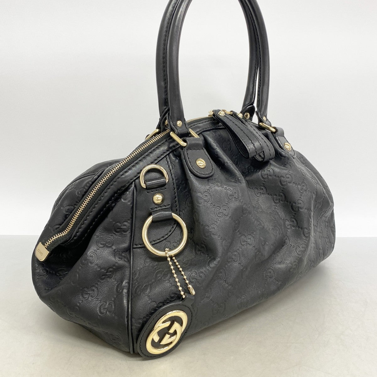 【6fd5607-k】グッチ ハンドバッグ グッチシマ 364841 レザー ブラック シャンパンゴールド金具 2wayバッグ【中古】レディース
