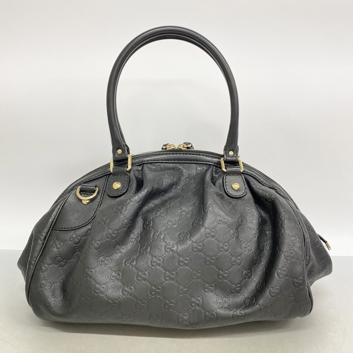 【6fd5607-k】グッチ ハンドバッグ グッチシマ 364841 レザー ブラック シャンパンゴールド金具 2wayバッグ【中古】レディース