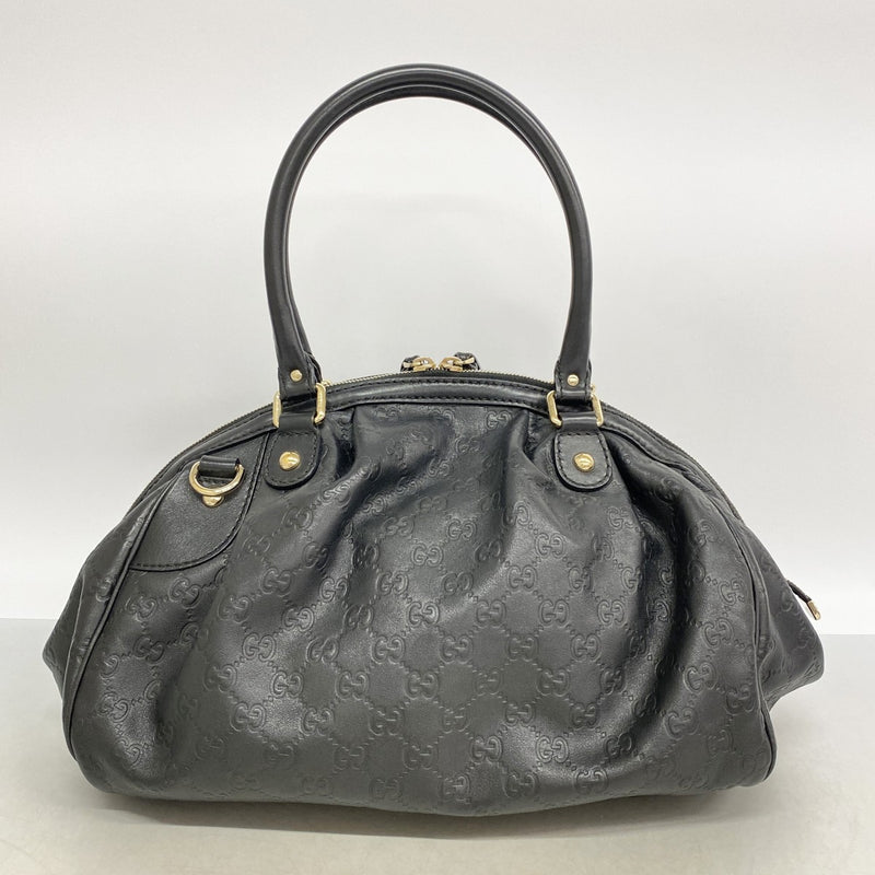 【6fd5607-k】グッチ ハンドバッグ グッチシマ 364841 レザー ブラック シャンパンゴールド金具 2wayバッグ【中古】レディース