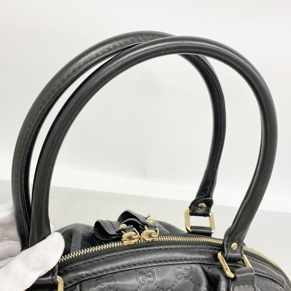 【6fd5607-k】グッチ ハンドバッグ グッチシマ 364841 レザー ブラック シャンパンゴールド金具 2wayバッグ【中古】レディース