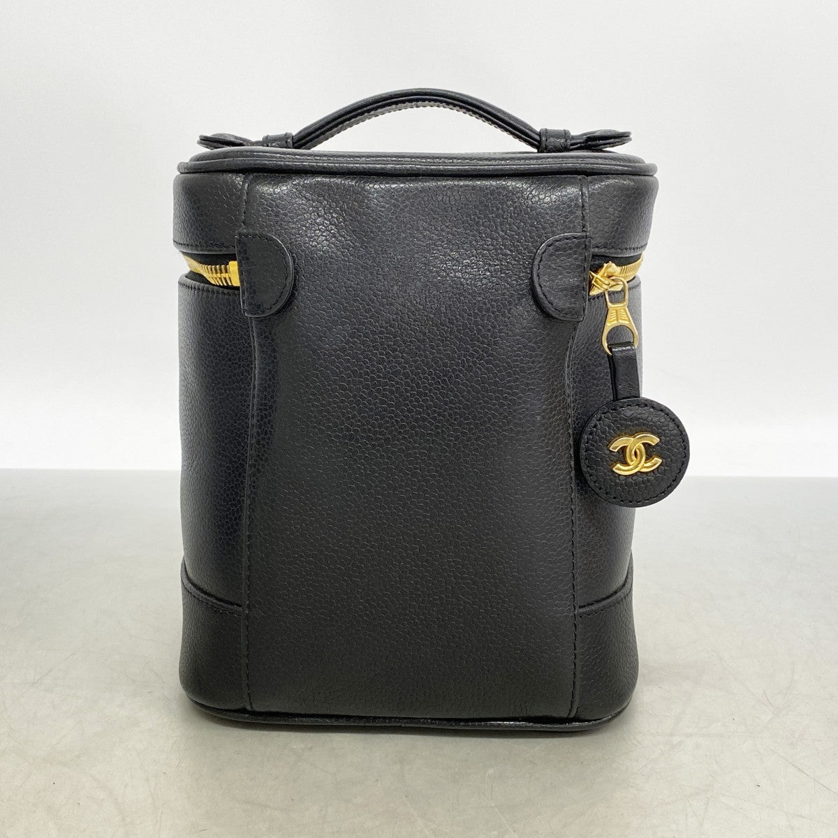 【6fd5612-k】シャネル バニティバッグ キャビアスキン ブラック ゴールド金具【中古】レディース
