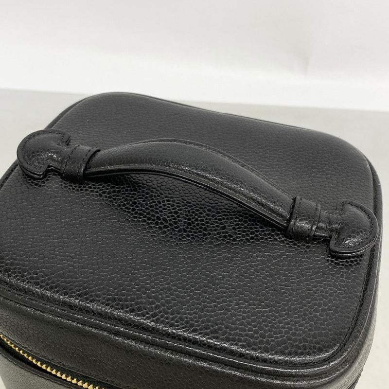 【6fd5612-k】シャネル バニティバッグ キャビアスキン ブラック ゴールド金具【中古】レディース